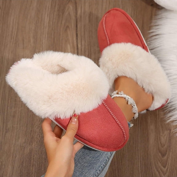 Women's Cozy Memory Foam Slippers, Fuzzy Wool-Like Plush Fleece Lined House Slippers with Anti-Skid Rubber Sole for Indoor and Outdoor Use