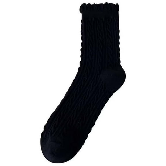 Women's Cozy Mid Calf Boot Socks Featuring Decorative Scalloped Edges and Warm Pile for Autumn Comfort