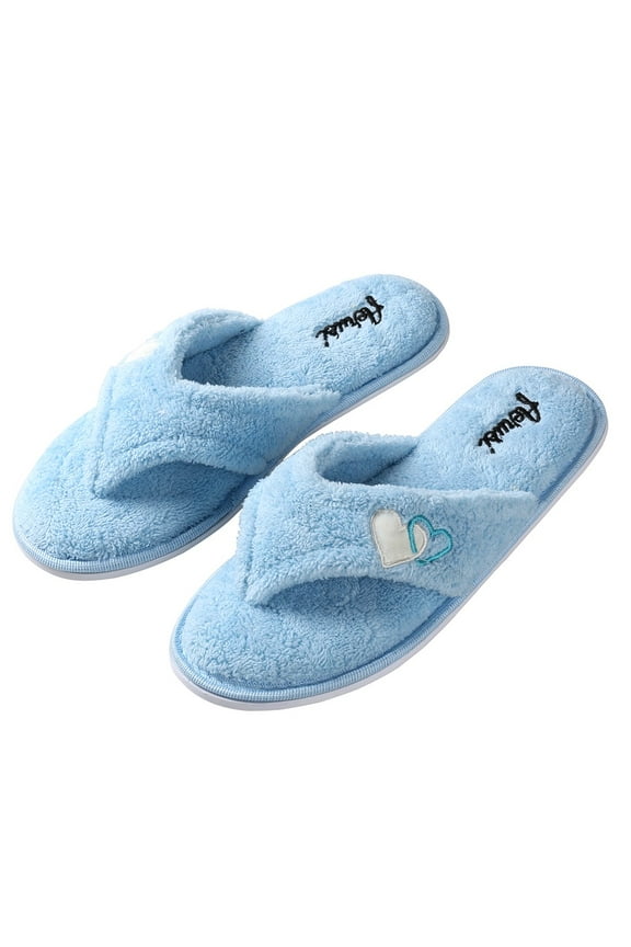 Women's Cozy Open Toe Fluffy Slippers Spa Thong House Flip Flops