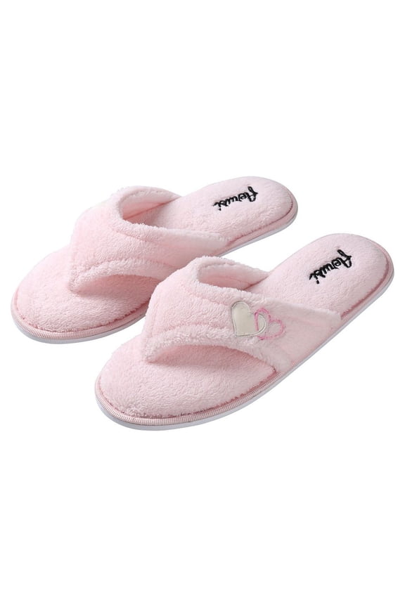 Women's Cozy Open Toe Fluffy Slippers Spa Thong House Flip Flops