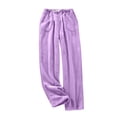 thumbnail image 1 of Women's Cozy Pants Soft Loose Fit Solid Comfort Casual Wear for Everyday Relaxation and Home Activities Elastic High Waisted Straight Leg Pull On Trousers, 1 of 6