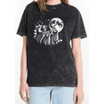 thumbnail image 1 of Women's Cozy Playful "Three Raccoons Howling At Moon" Night Sky Graphic Casual Washed T Shirt Comfortable Black S-2XL Plus Size, 1 of 5