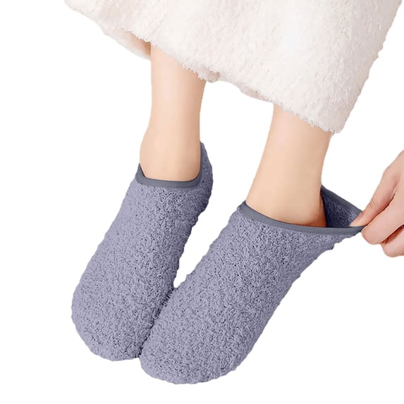 Women's Cozy Slipper Socks, Non- Indoor Floor Booties for Winter Warmth,Grey,One Size