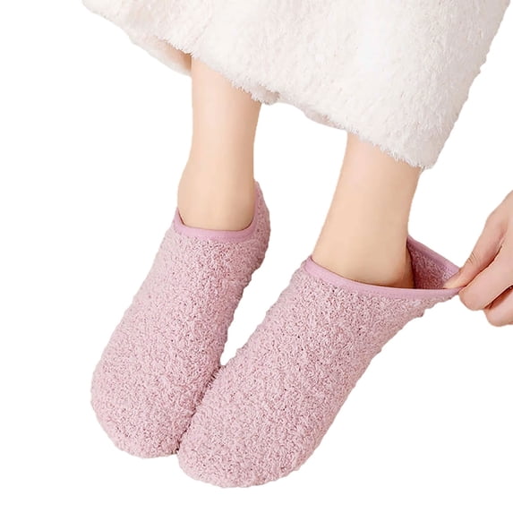 Women's Cozy Slipper Socks, Non- Indoor Floor Booties for Winter Warmth,Pink,One Size