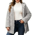 thumbnail image 1 of Women's Cozy Soft Hooded Jacket Full Zip Front Button Closure Long Sleeve Casual Lightweight Outerwear For Everyday Wear, 1 of 6