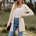 thumbnail image 1 of Women's Cozy Textured Solid Color Long Sleeve Cardigan Sweater" Cardigan Pocket Front Open Cardigan Women Womens V Neck Sweater Summer Light Weight Cardigan Womens Light Sweaters Maternity Cardigans, 1 of 6