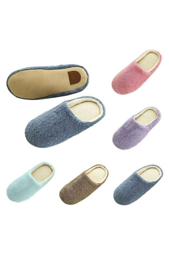 Women's Cozy Thread Cloth Organic Cotton House Slippers, Washable Flat Indoor Outdoor Slip on Shoes
