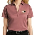 thumbnail image 1 of Women's Crashing Bowling Pins No Button Polo Shirt, Large Garnet Heather, 1 of 3