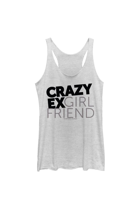 Women's Crazy Ex-Girlfriend Text Logo Racerback Tank Top White Heather Medium