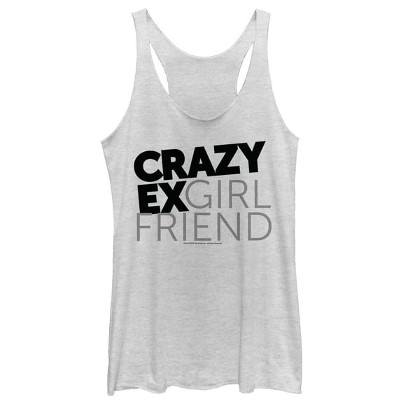 Women's Crazy Ex-Girlfriend Text Logo Racerback Tank Top White Heather Small