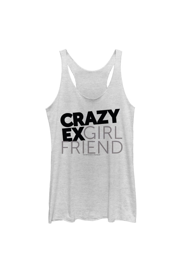 Women's Crazy Ex-Girlfriend Text Logo Racerback Tank Top White Heather Small