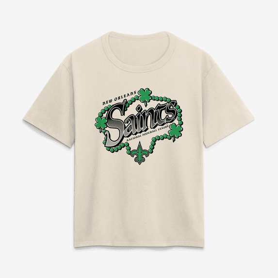 Women's Cream New Orleans Saints St. Patrick's Day Beads T-Shirt