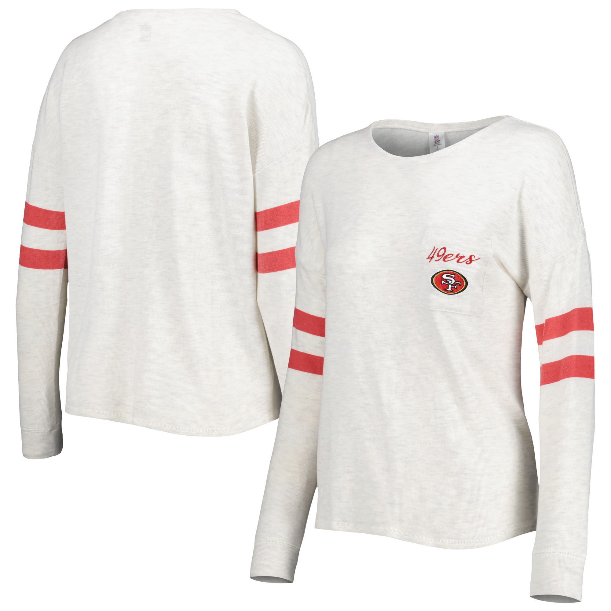 Women's Cream San Francisco 49ers Ethereal Sweater Knit Long Sleeve T-Shirt  