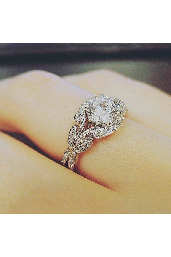 Women's Creative Diamond Tree Leaf Ring