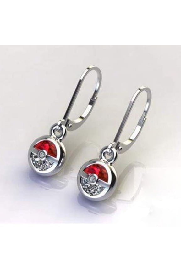 Women's Creative Elf Ball Red And White Earrings