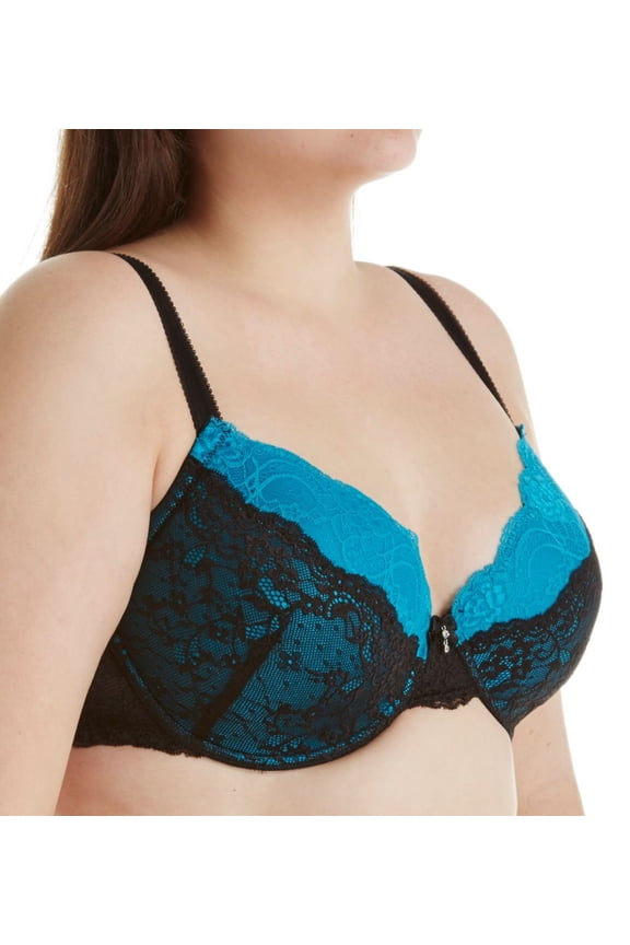 Women's Creme Bralee 12313 Bettina Lace Padded Underwire Bra (Capri/Black 40C)