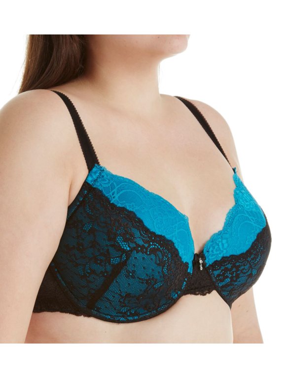 Women's Creme Bralee 12313 Bettina Lace Padded Underwire Bra (Capri/Black 40C)