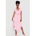 thumbnail image 1 of Women's Crepe Knit Button Front Belted Shirt Dress, 1 of 3