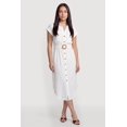 thumbnail image 1 of Women's Crepe Knit Button Front Belted Shirt Dress, 1 of 3