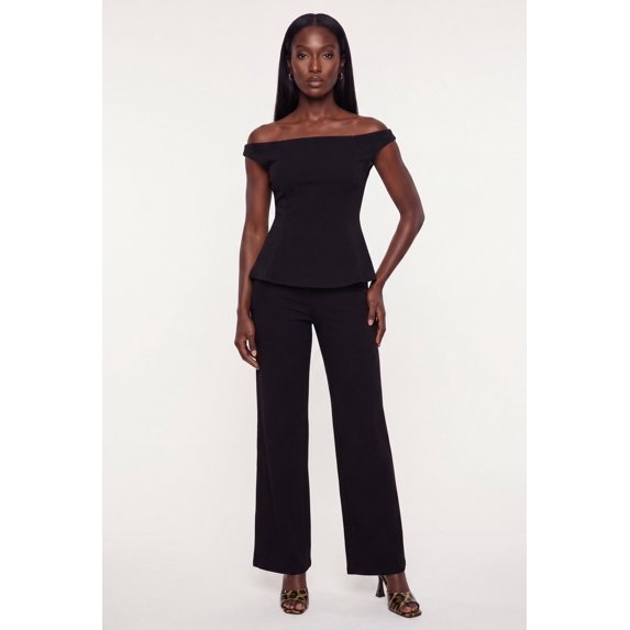 Women's Crepe Knit High Waisted Wide Leg Dress Pants
