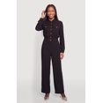 thumbnail image 1 of Women's Crepe Knit Long Sleeve Button Front Jumpsuit, 1 of 3