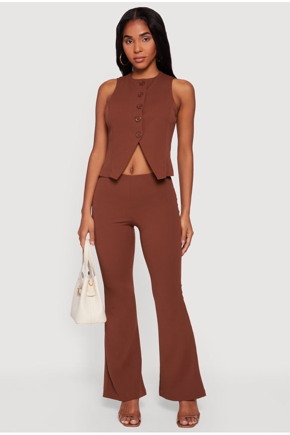Women's Crepe Knit Pull On Flare Pants