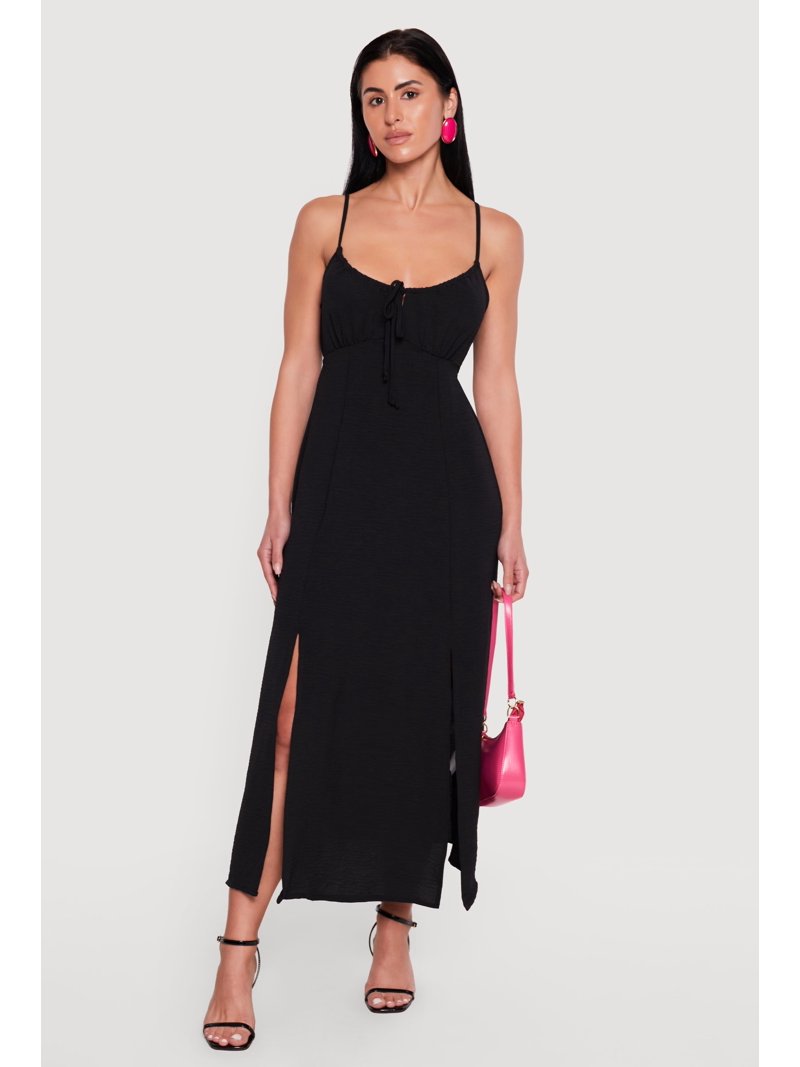 Women's Crepe Knit Side Slit Maxi Dress