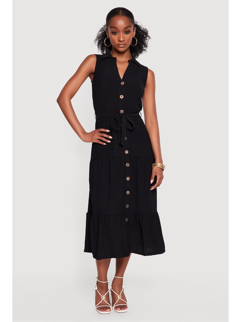 knit tiered dress Soft Knit Smocked Tiered Maxi Dress Blue / L