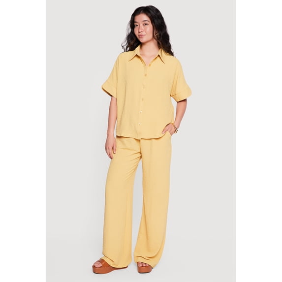 Women's Crepe Knit Swiss Dot High Waisted Pants
