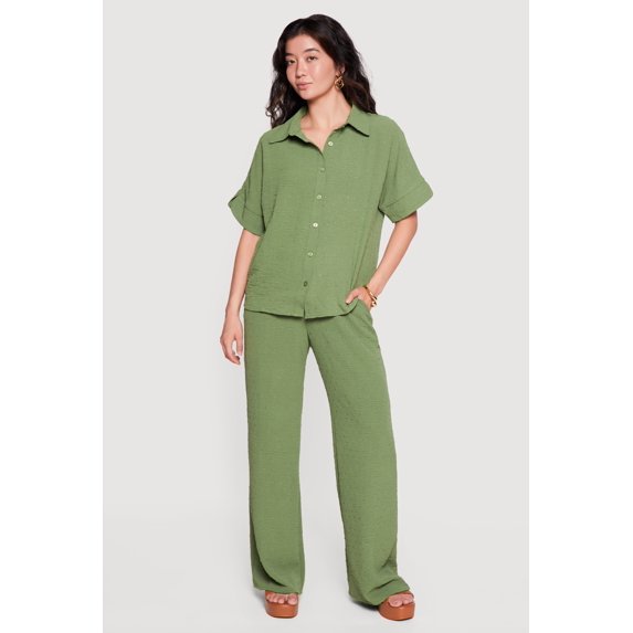 Women's Crepe Knit Swiss Dot High Waisted Pants