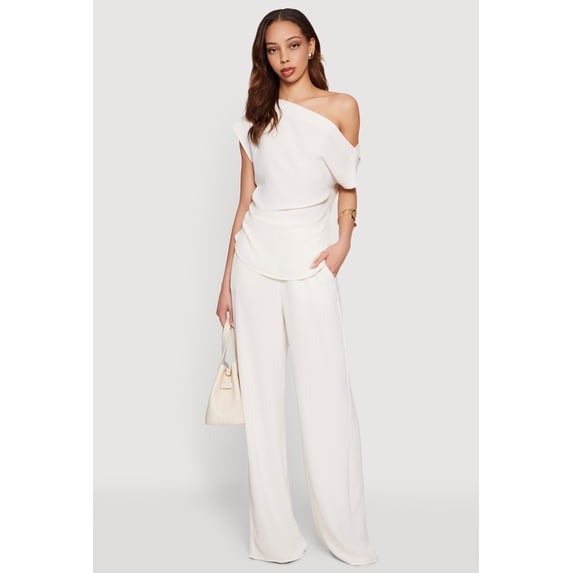 Women's Crepe Knit Wide Leg Casual Pants
