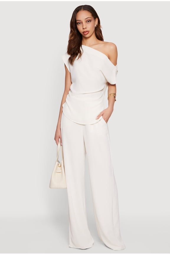 Women's Crepe Knit Wide Leg Casual Pants