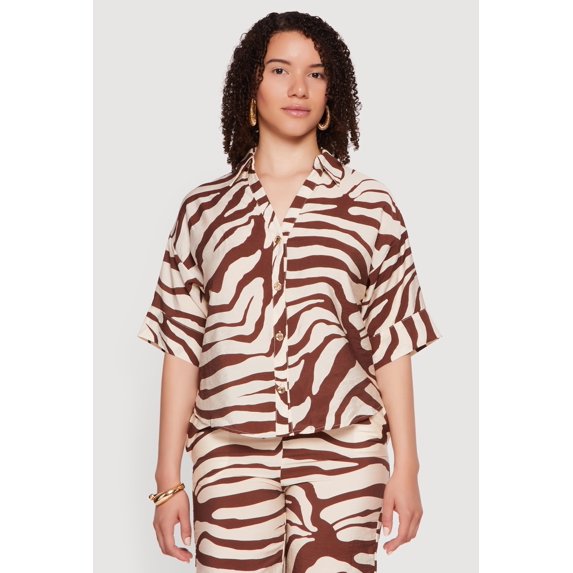 Women's Crepe Knit Zebra Print Shirt