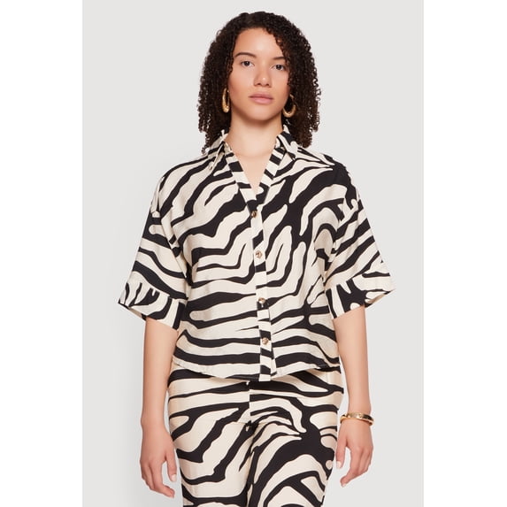 Women's Crepe Knit Zebra Print Shirt