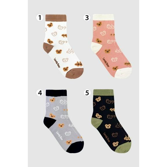 Women's Crew Bear Love Socks-4 Pairs Set