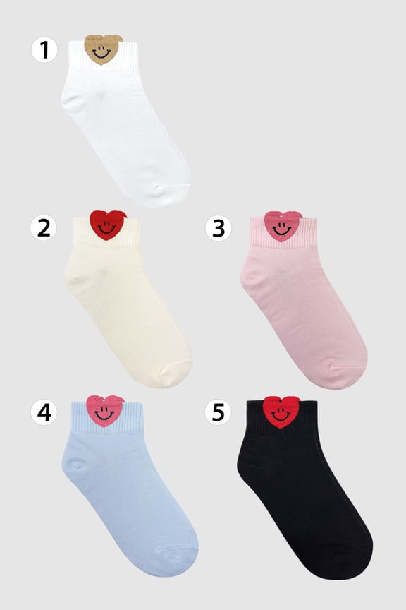 Women's Crew Boing Boing Heart Socks-5 Pairs Set