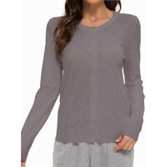 Women's Crew Neck Button Down Long Sleeve Cardigan Sweater