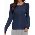 thumbnail image 1 of Women's Crew Neck Button Down Long Sleeve Cardigan Sweater, 1 of 6