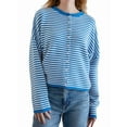 thumbnail image 1 of Women's Crew Neck Casual Cardigan Sweater Open Front Wavy Long Sleeves Cropped Knit Outerwear Blue S, 1 of 6