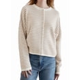 thumbnail image 1 of Women's Crew Neck Casual Cardigan Sweater Open Front Wavy Long Sleeves Cropped Knit Outerwear Khaki S, 1 of 6