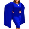 thumbnail image 1 of Women's Crew Neck Collar Pleated Cape Sleeve Loose Dress Elegant Short Dress, 1 of 3