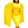 thumbnail image 1 of Women's Crew Neck Collar Pleated Cape Sleeve Loose Dress Elegant Short Dress, 1 of 3