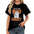 thumbnail image 1 of Women's Crew Neck Fall Halloween Boo Sheet Spooky Graphic Casual Thanksgiving Tops, 1 of 5