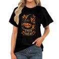 thumbnail image 1 of Women's Crew Neck Fall Halloween Trick or Treat Graphic Casual Thanksgiving Tops, 1 of 5