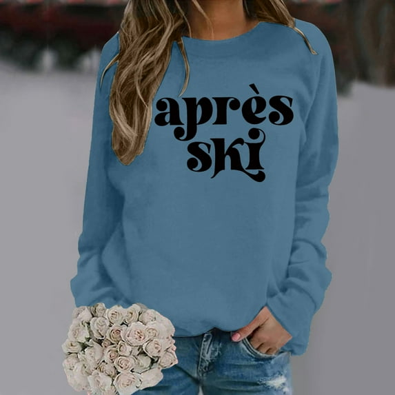 Women's Crew Neck Long Sleeved Casual Popular Pullover Weekend Winter Sports Sweatshirt Hoodless Hoodie Hooded Sweatshirt Women Zippe Fit Hoodie Long Zip Sweatshirt Women Full Zip Comfort Sweatshirts