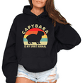 thumbnail image 1 of Women Print Hoodie Graphic Sweatshirt Capybara Is My Spirit Animal Retro Design Casual Shirts Black Comfort Daily Tops S-2XL, 1 of 7