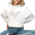 thumbnail image 1 of Women's Crew Neck Printed Cotton Hoodie Dog High Five Pattern Casual Heartwarming Hooded Long-Sleeved White S-2XL, 1 of 6