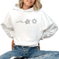 thumbnail image 1 of Women's Crew Neck Printed Cotton Hoodie Turtle Wave Sun Pattern Casual Fresh Hooded Long-Sleeved White S-2XL, 1 of 6