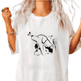 thumbnail image 1 of Women's Crew Neck Printed Cotton Tee Animal Combo Line Art Graphic Casual Loose T Shirt Graphic Tees Tops White S-5XL, 1 of 4