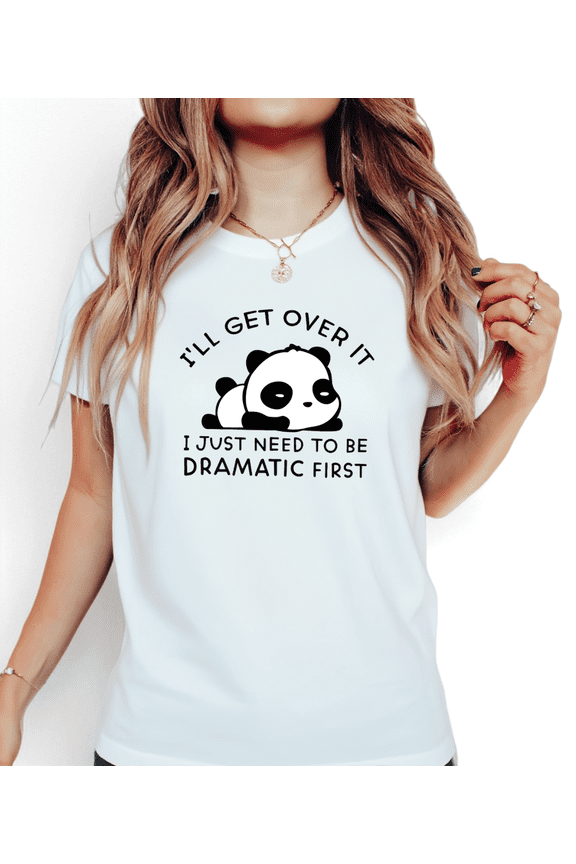 Women's Crew Neck Printed Cotton Tee Panda Funny Slogan Graphic Casual Loose T Shirt Graphic Tees Tops White S-5XL